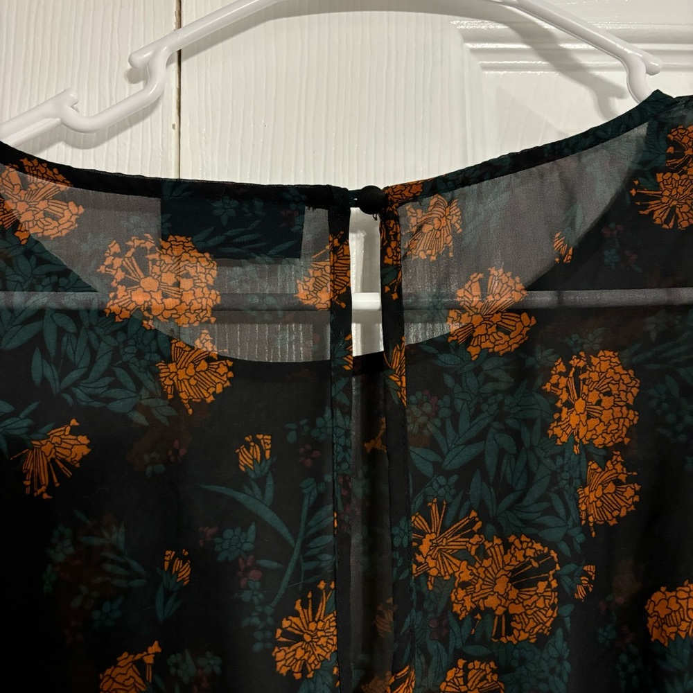 Modcloth Black and Orange Floral Midi Dress - Picture 6 of 9